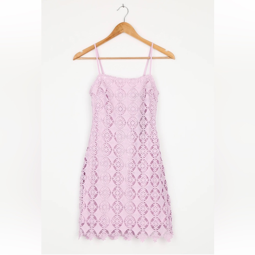LULUS Floral Lace  Lavender Mini Spring Girly Dress  NWT S